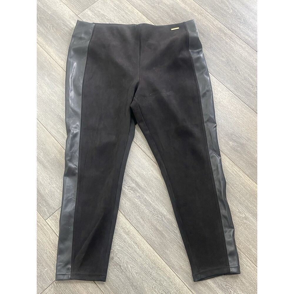Marc New York Andrew Marc Faux Suede & Vegan Leather Black Leggings Size XL